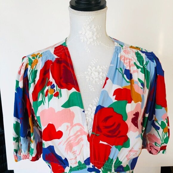 FAITHFULL THE BRAND Vittoria Midi Dress in Anita Floral on white US 6 Medium - Picture 7 of 16